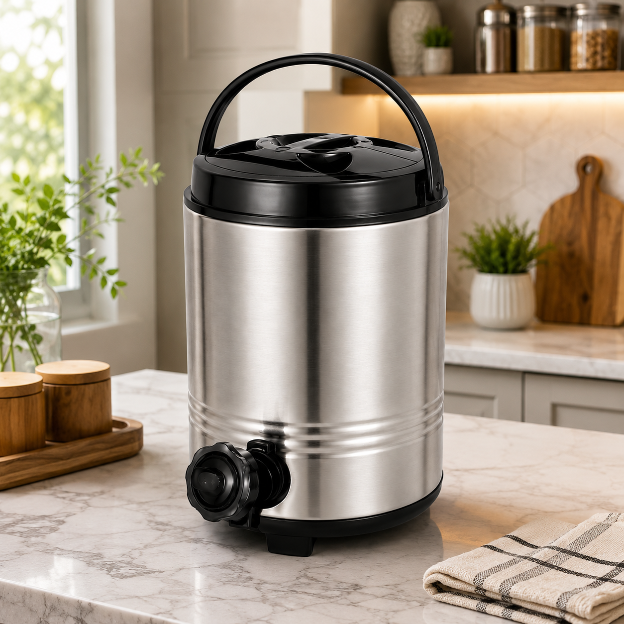 Thermosteel Water Jug 5 Litre | Stainless Steel Beverage Dispenser with Tap & Handle